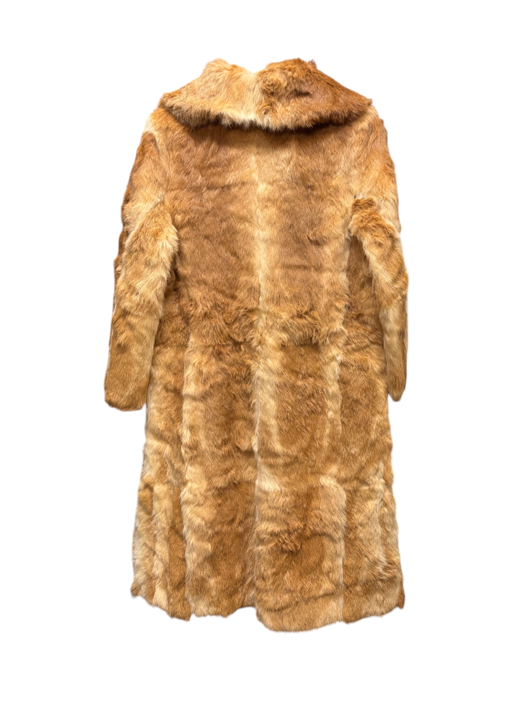 T.K Special Fur Brown/Cream Rabbit Fur Long Coat
