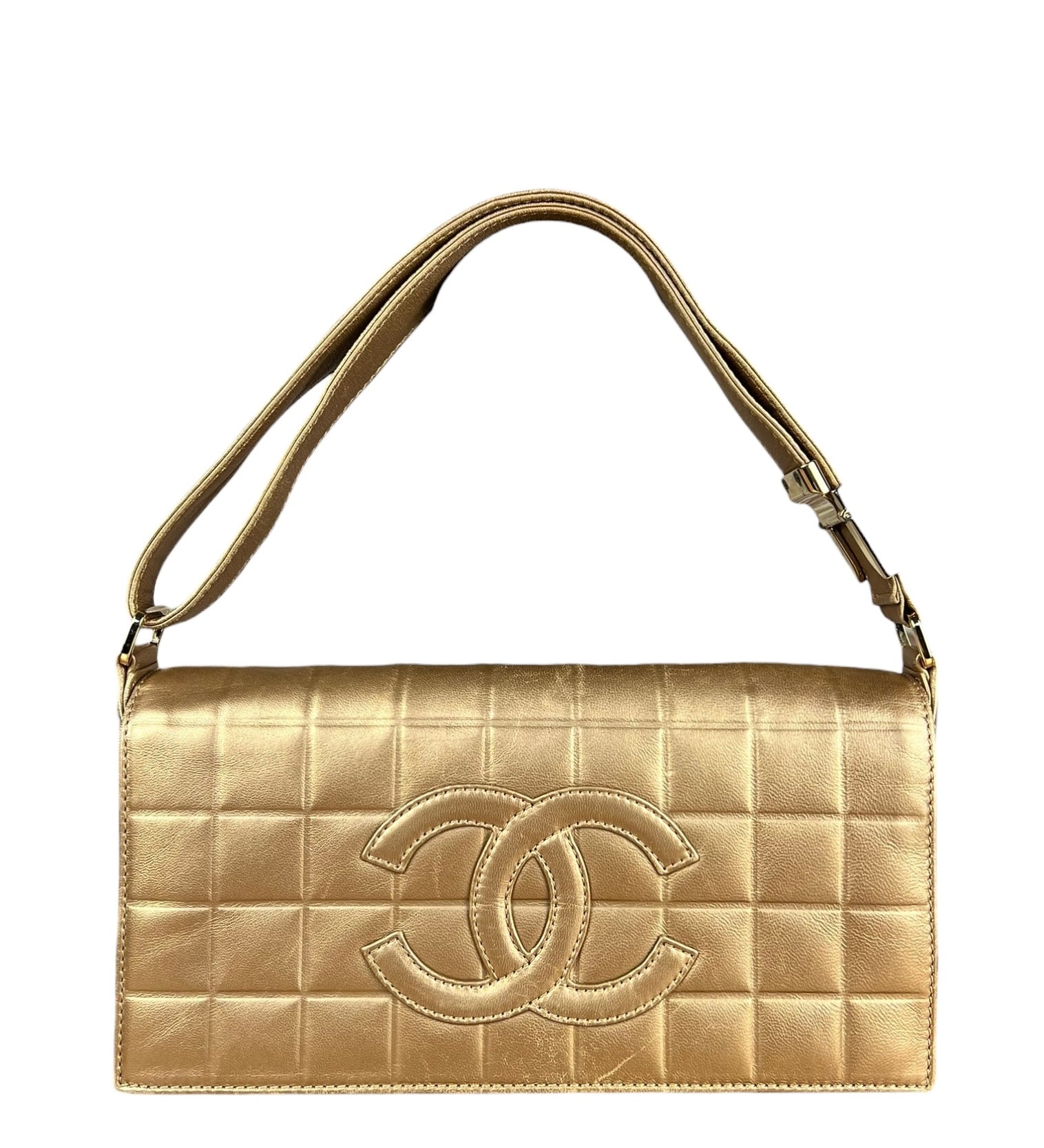 Chanel Gold Leather East West Shoulder Bag 2001