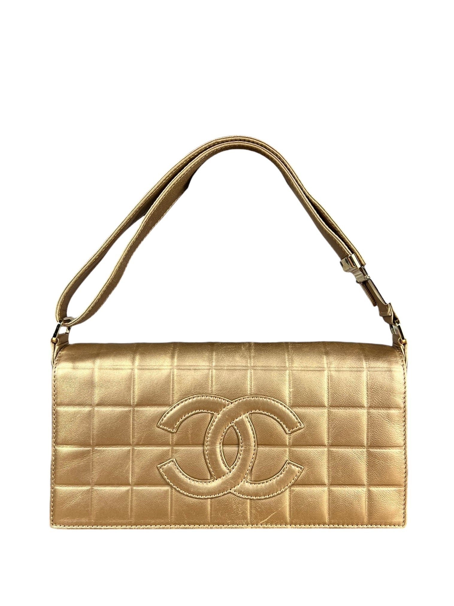 Chanel Gold Leather East West Shoulder Bag 2001