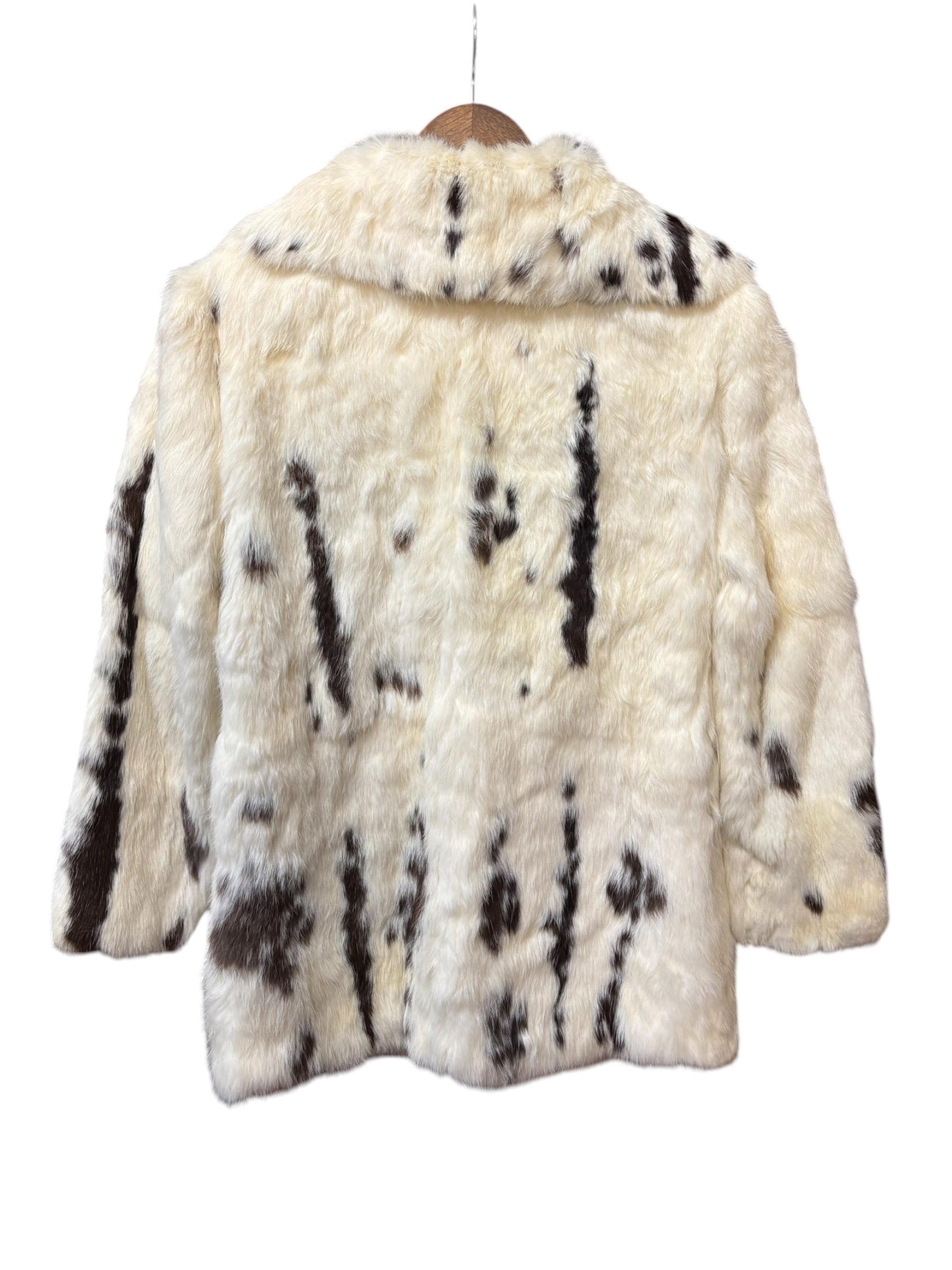 Vintage White/Brown Rabbit Fur Coat