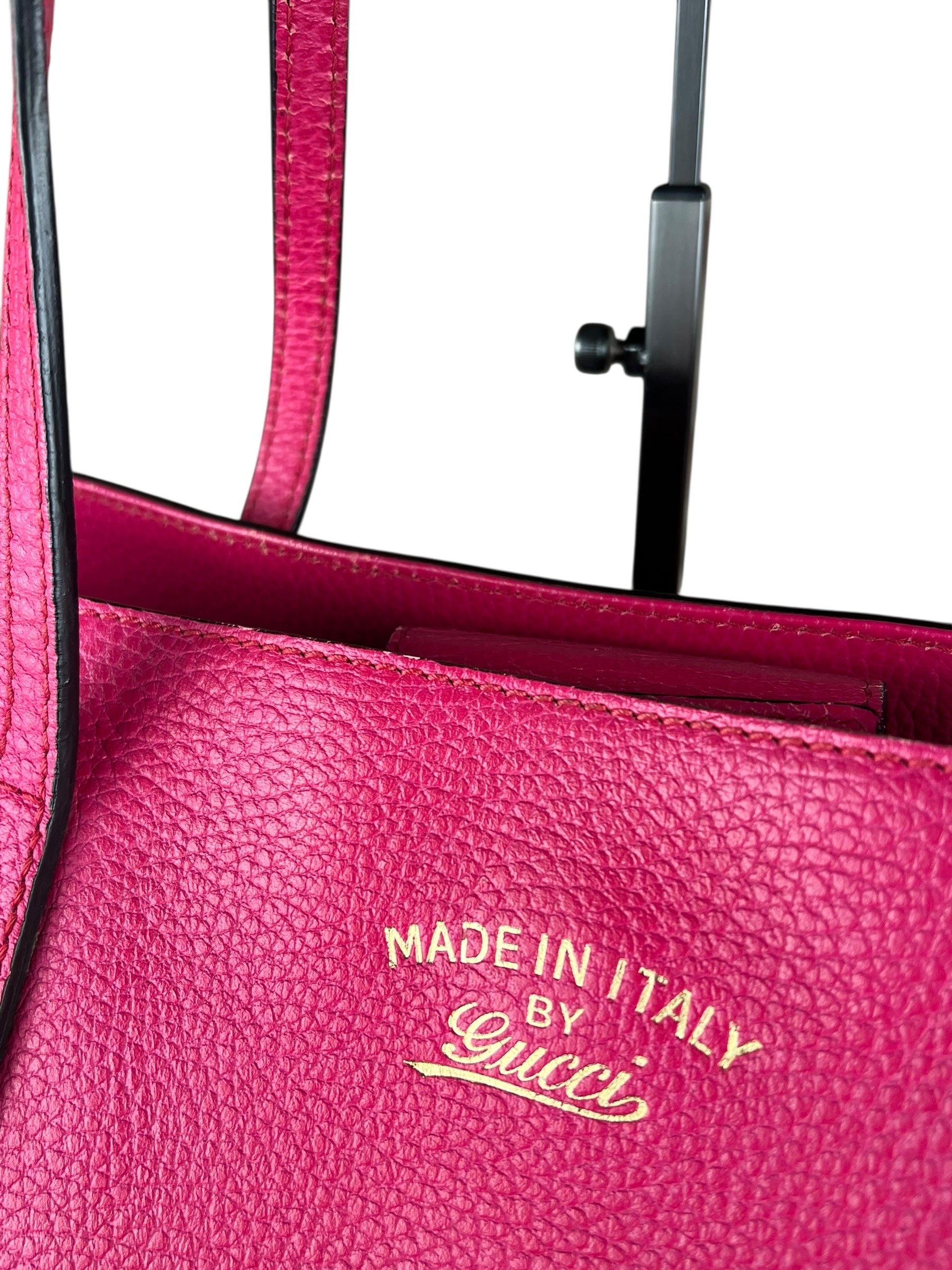 Gucci Hot Pink Pebbled Leather Swing Tote