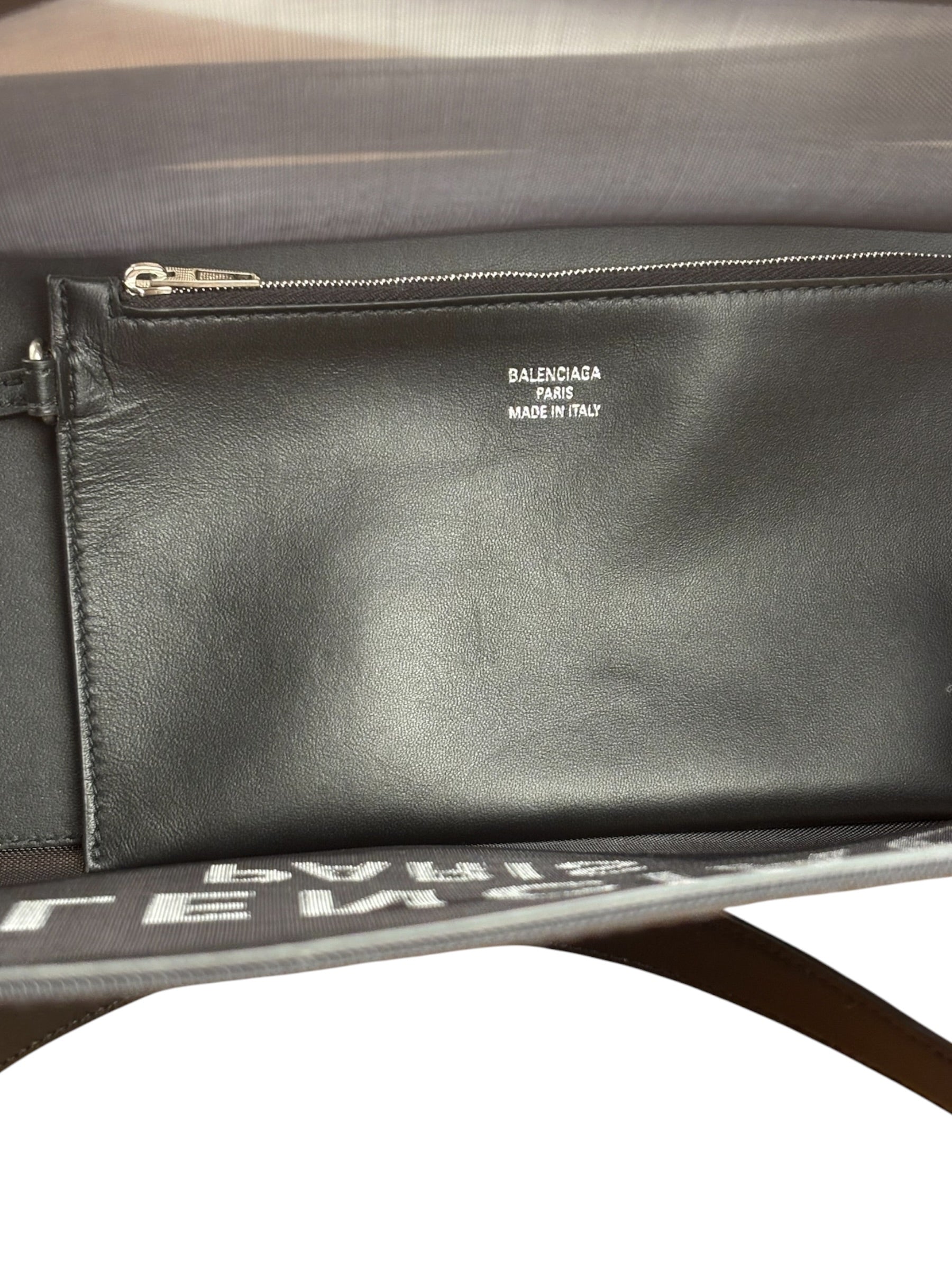 Balenciaga Black Leather Trim Mesh Duty Free Tote Bag