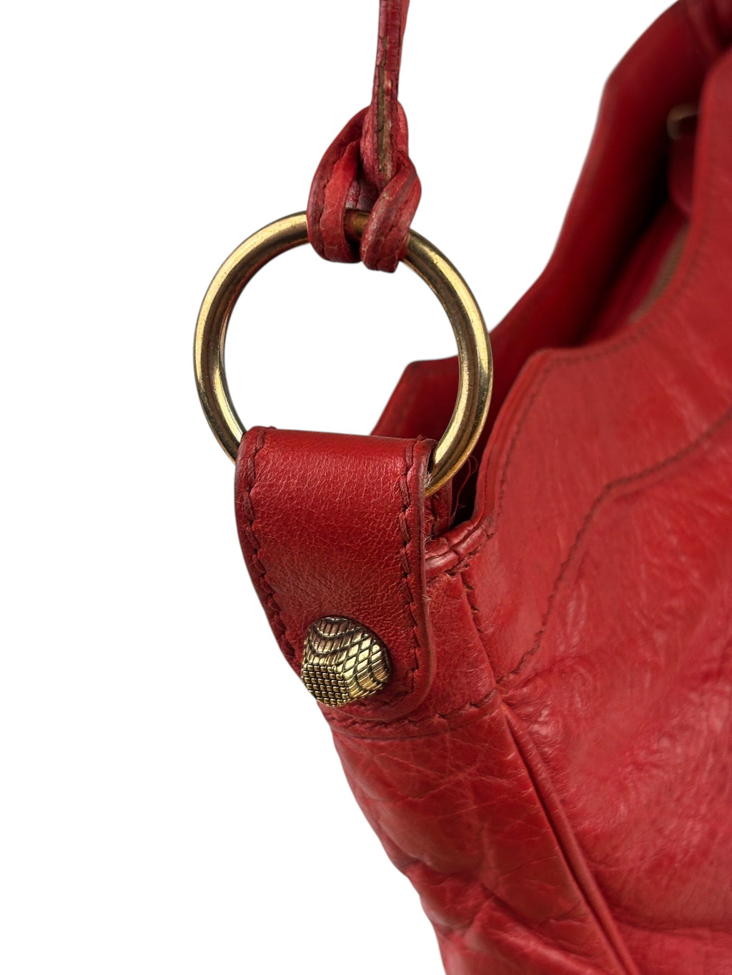 Balenciaga Red Lambskin Motor Cycle Crossbody Bag