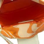 Fendi Orange Leather Trim/Satin Swirl Print Mini Baguette