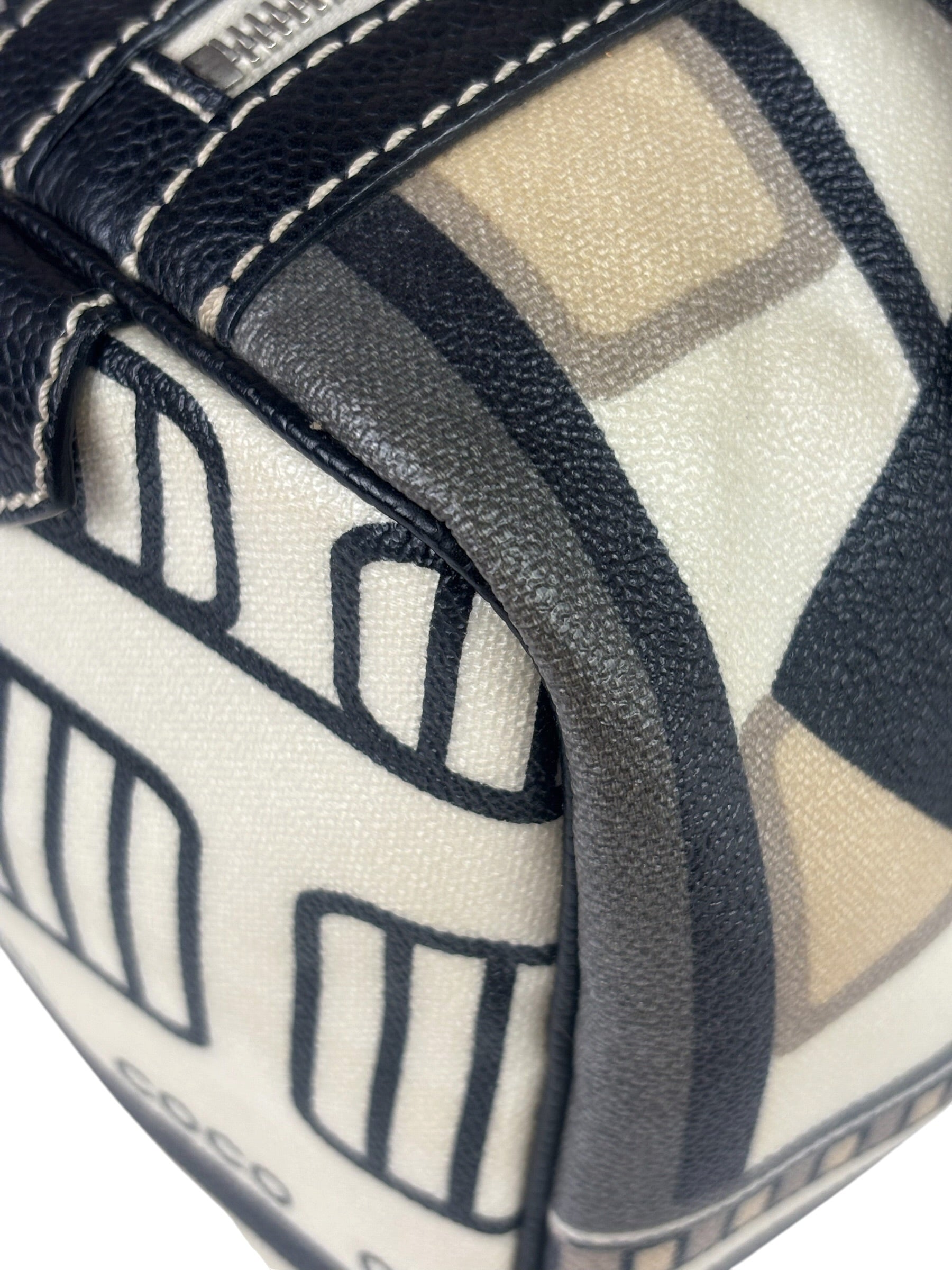 Chanel Cream Leather Coated Canvas Le Train Boston Bag 2006