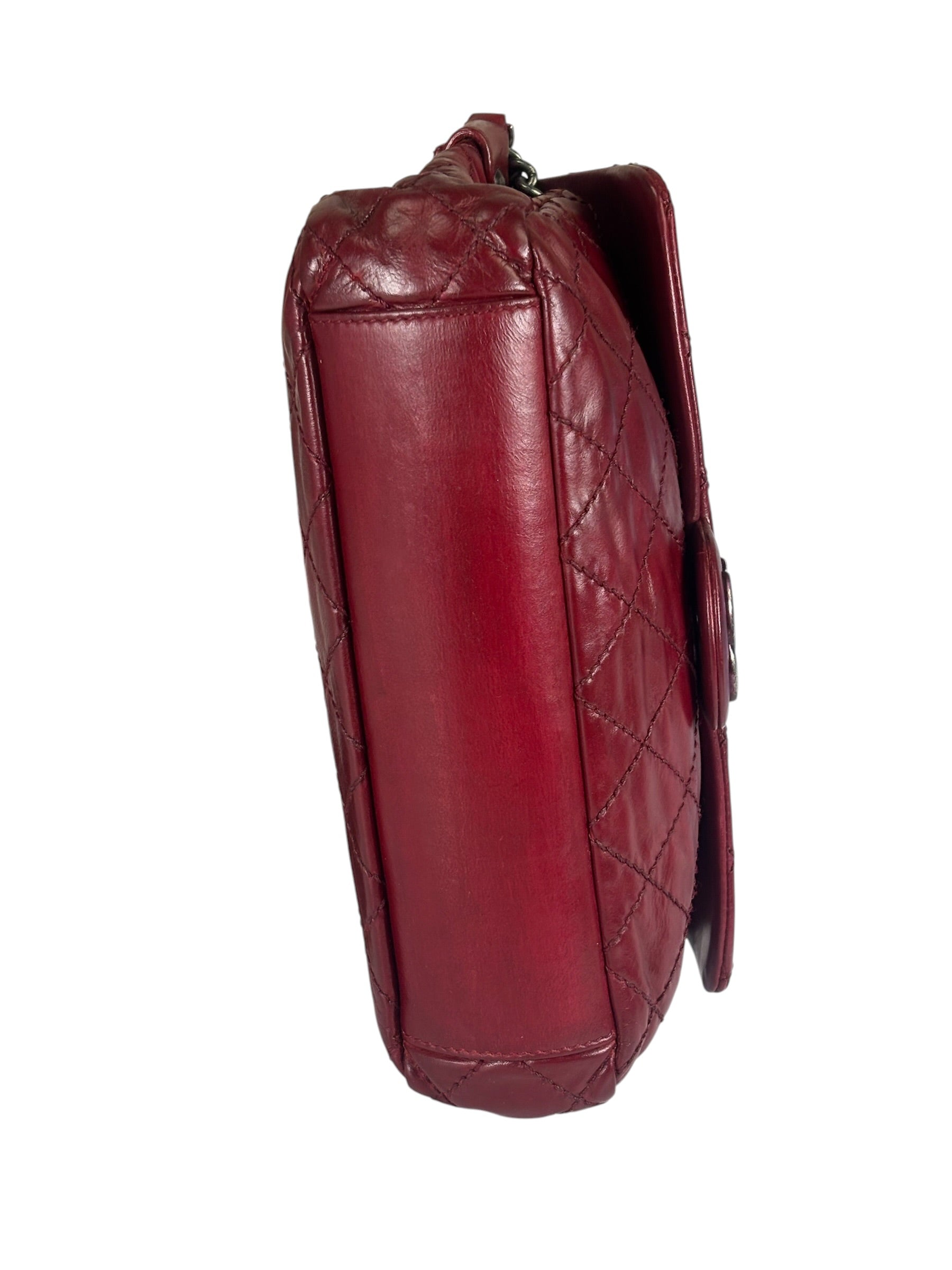 Chanel Red Quilted Calfskin Glazed Medium Duo Flap Bag 2012