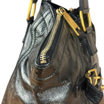 YSL Vintage Black Patent Leather Downtown Handbag