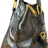 YSL Vintage Black Patent Leather Downtown Handbag