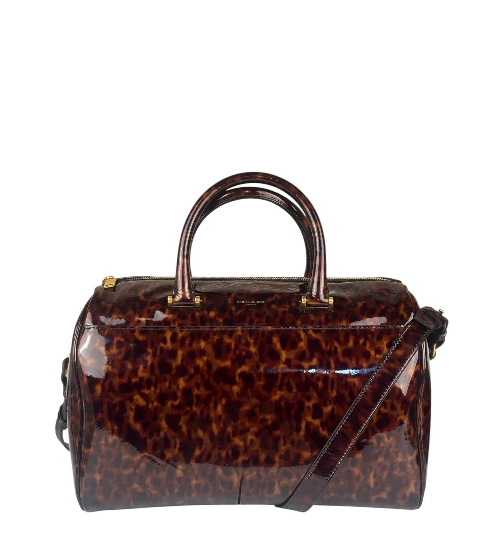 YSL Patent Leather Tortoise Shell Duffle