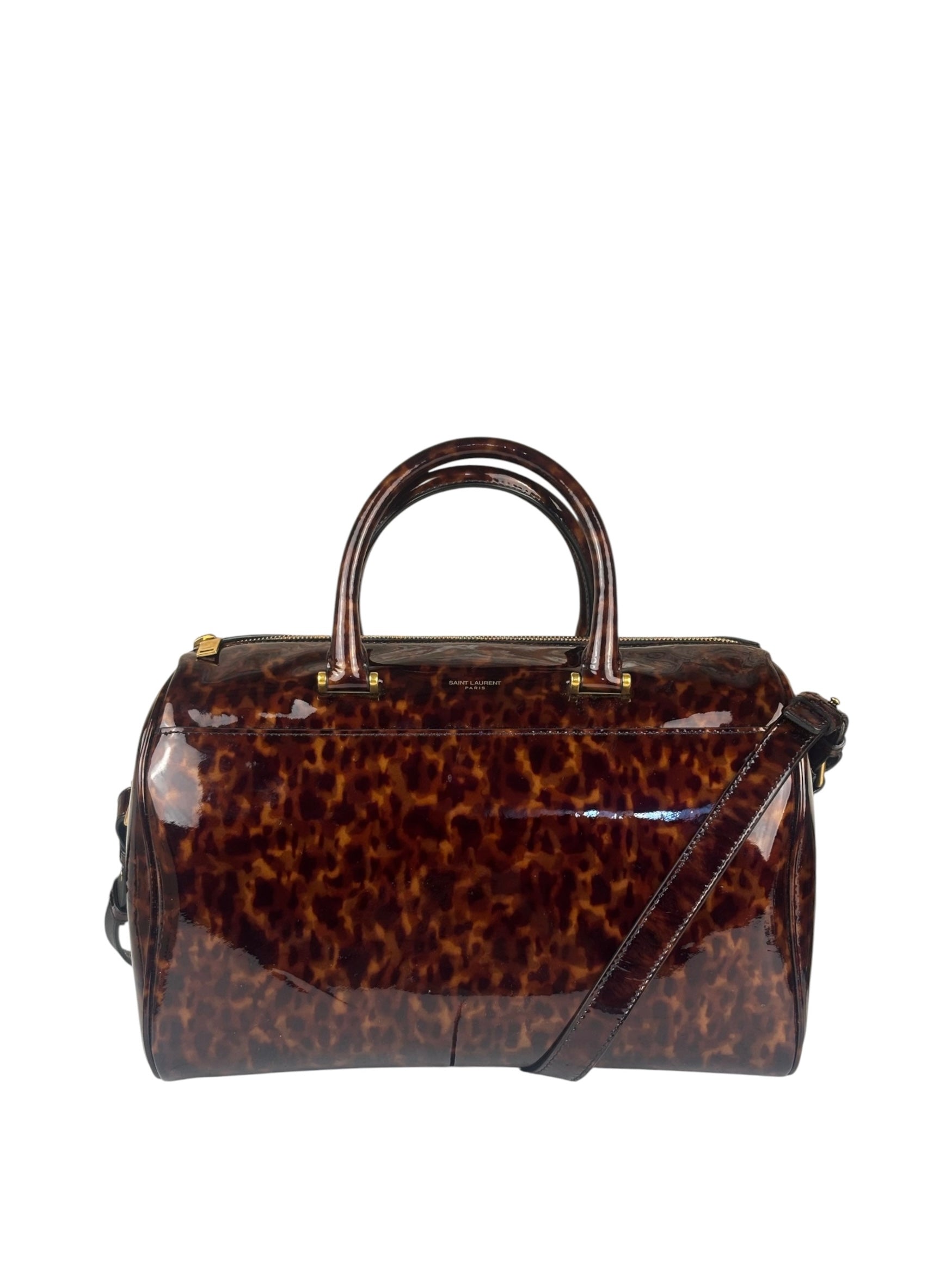 YSL Patent Leather Tortoise Shell Duffle