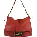 Fendi Red Leather Mamma Baguette Shoulder Bag