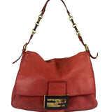 Fendi Red Leather Mamma Baguette Shoulder Bag