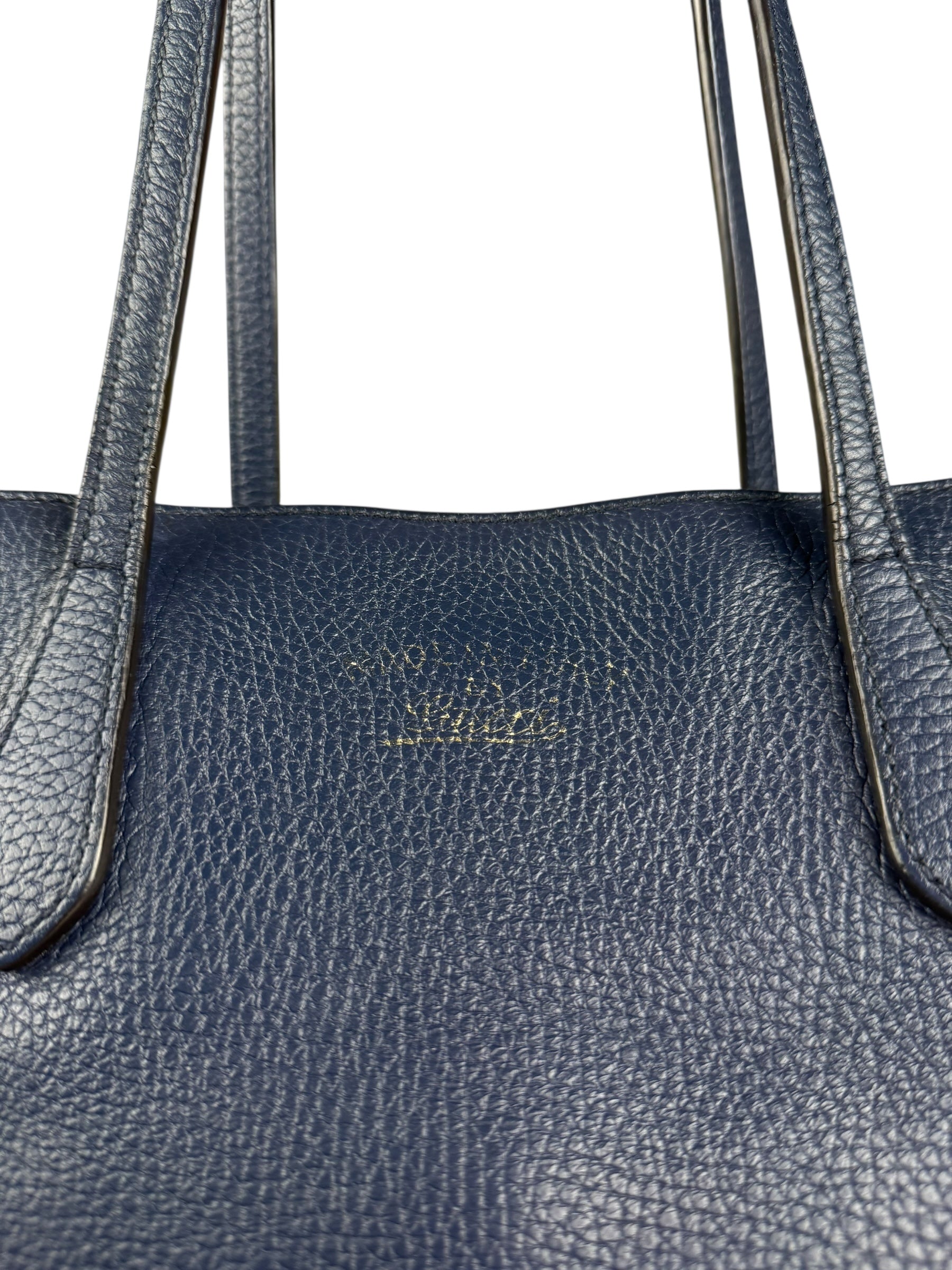 Gucci Blue Pebbled Leather Swinger Bag