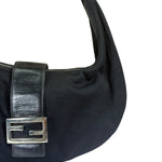 Fendi Black Leather Trim Mamma Baguette