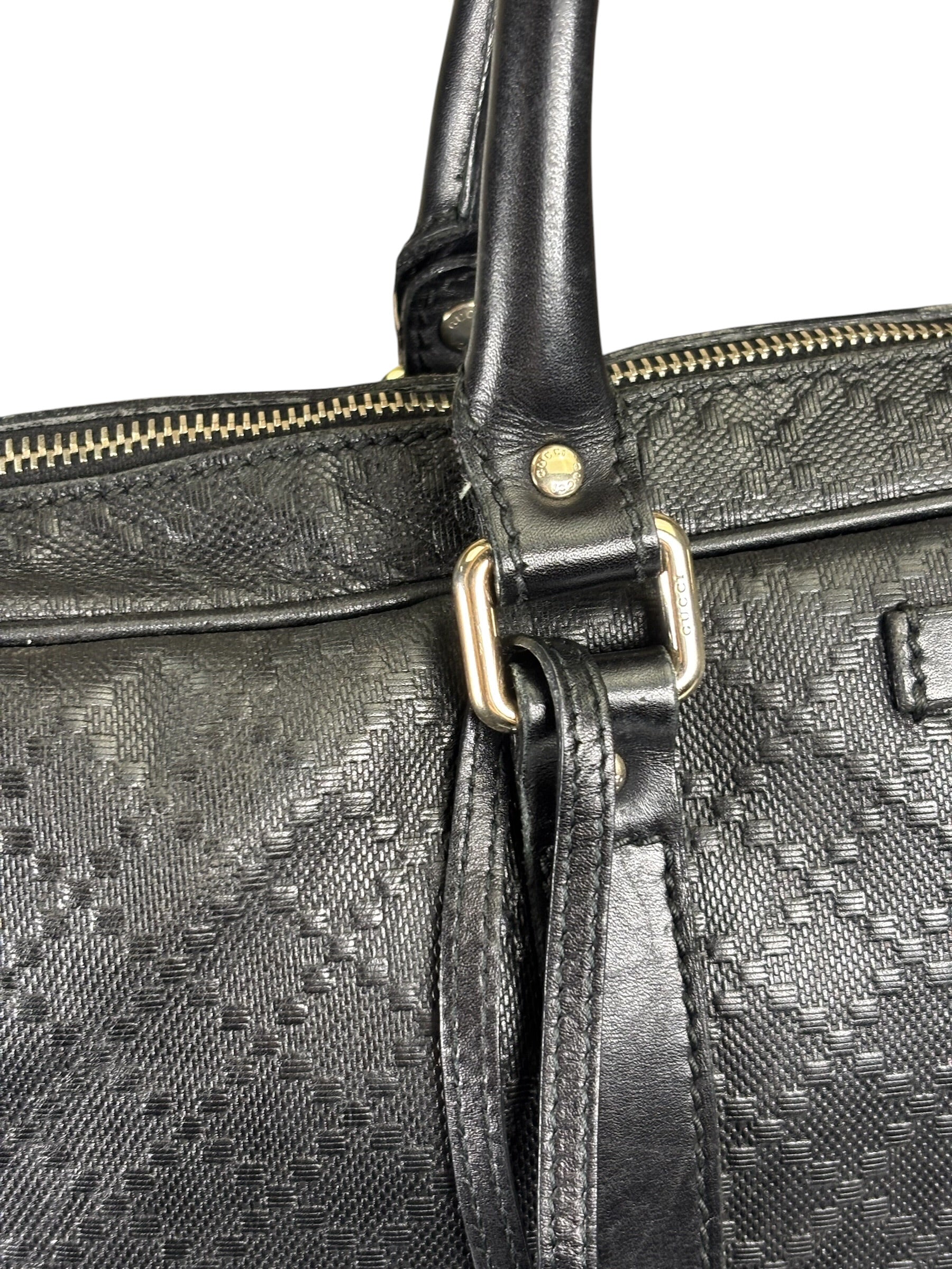 Gucci Black Leather Diamante Briefcase