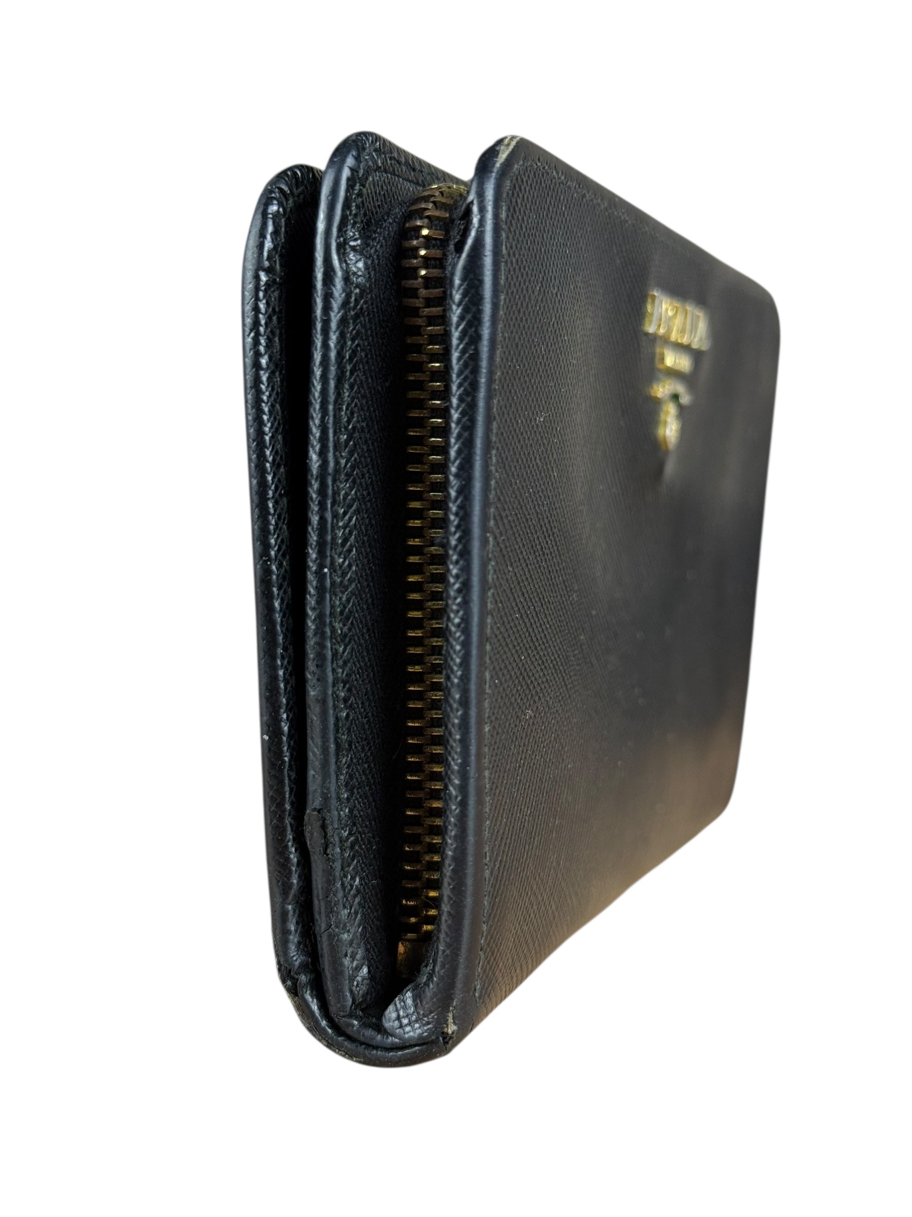 Prada Saffiano Zip Compact Wallet