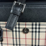 Burberry Vintage Leather Trim House Check Top Handle Bag