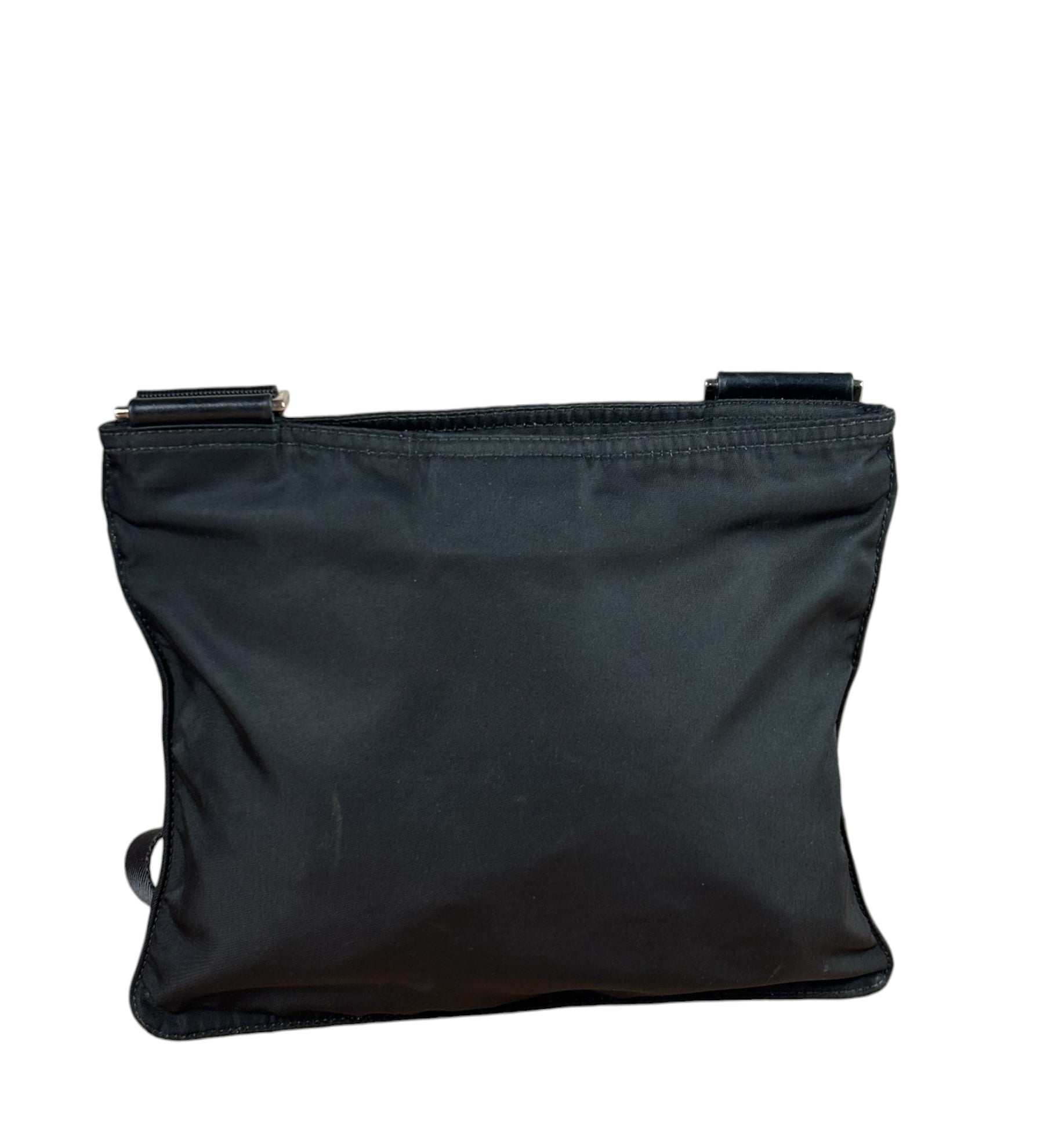 Prada Black Vela Nylon Flat Crossbody Bag