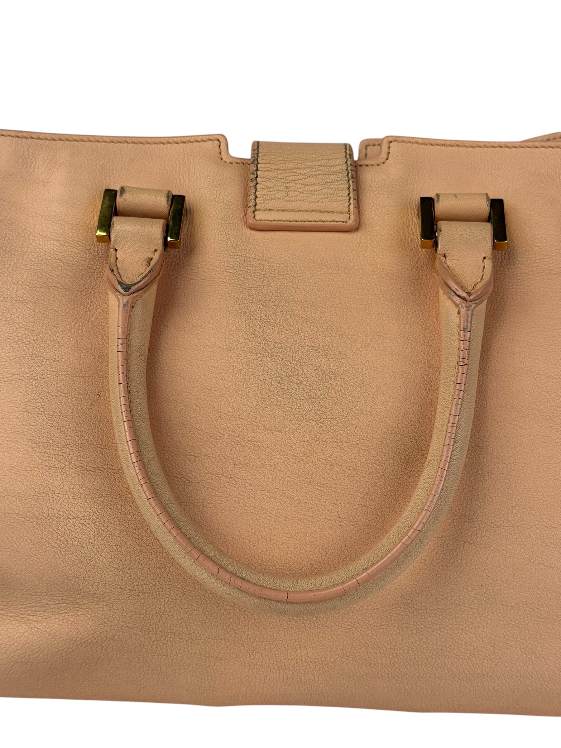 YSL Vintage Classic Y Cabas Peach Leather 2Way Handbag