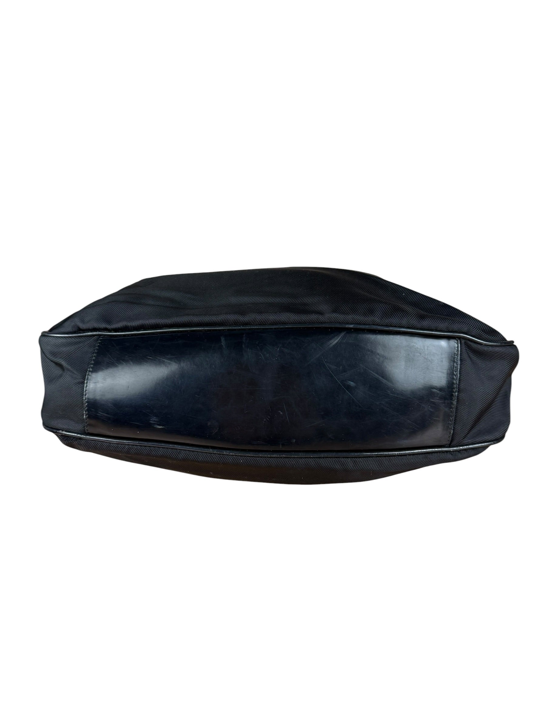 Gucci Vintage Black Canvas Bamboo Handle Bag