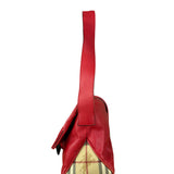Burberry Red Leather Haymarket Check Shoulder Bag
