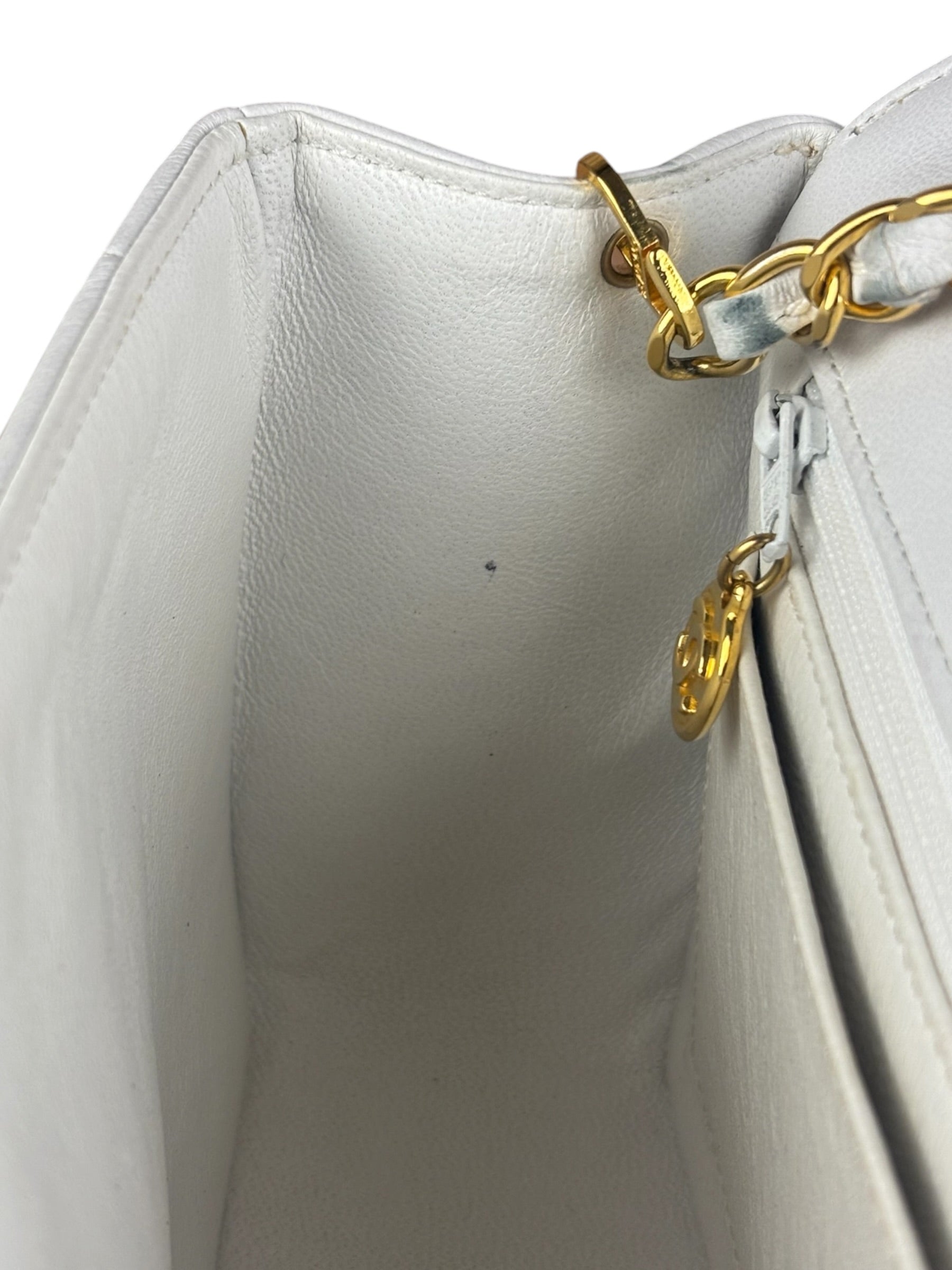 Chanel White Lambskin Diana Bijoux Flap 1992