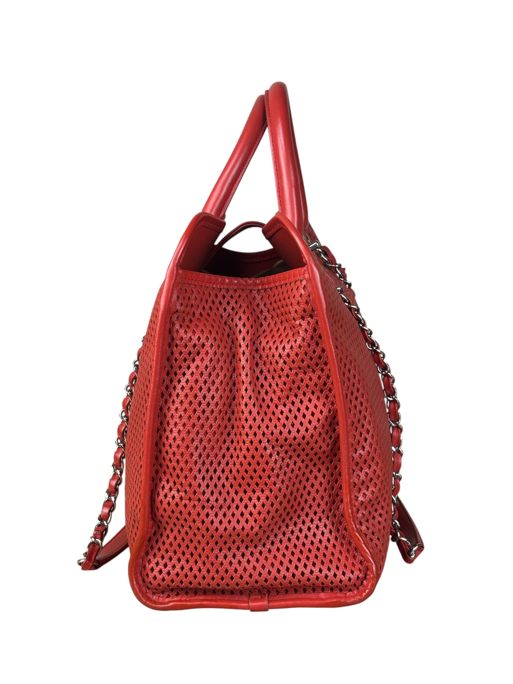 Chanel Red Perforated Leather Up in the Air 2Way Tote 2014