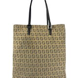 Fendi FF Beige Canvas Double Pocket Tote Bag