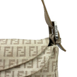 Fendi Grey Leather Trim Zucca Baguette