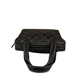 Chanel Vintage Black Leather Wild Stitch Bowler Handbag 2001