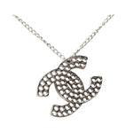 Chanel Vintage Silver Coco Mark Punched Chain Necklace