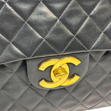 Chanel Vintage Black Quilted Leather Jumbo Flap Bag 1994