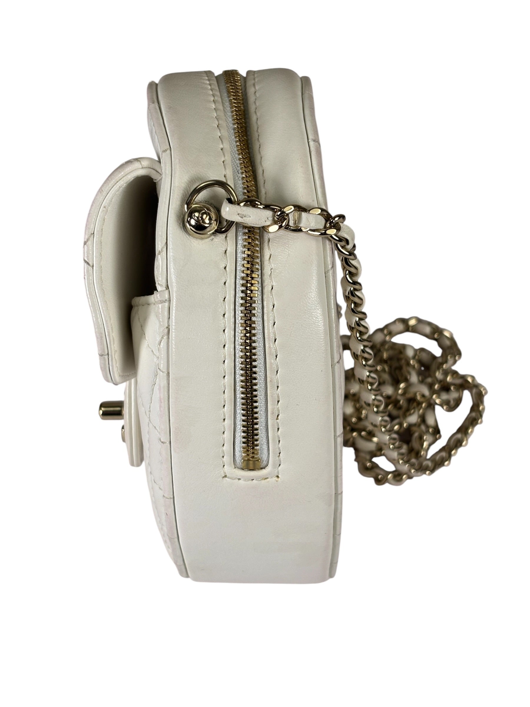 Chanel CC In Love White Quilted Leather Heart Bag 2022