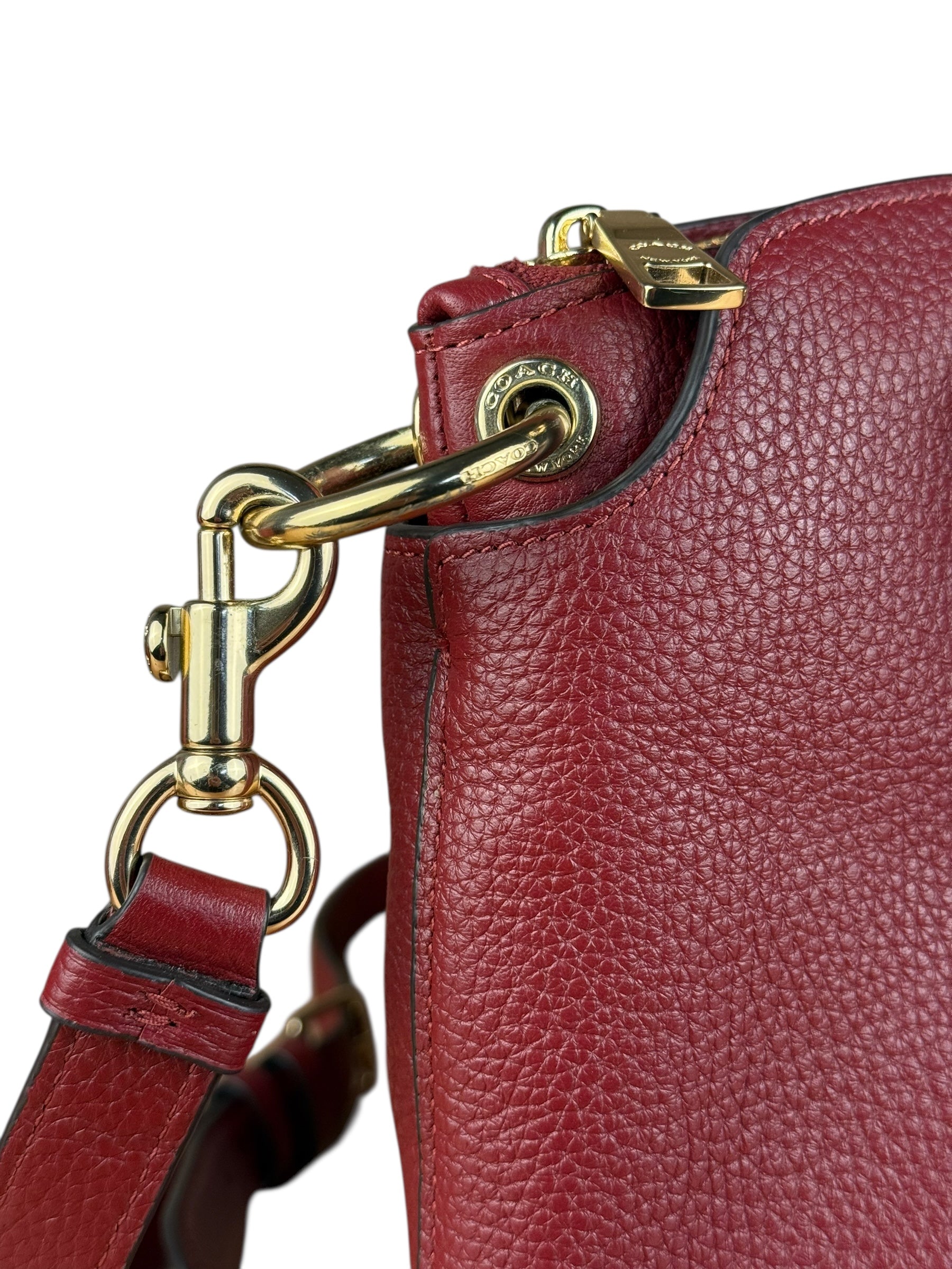 Coach Maroon Pebbled Leather Remi 2Way Bag