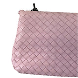 Bottega Veneta Baby Pink Leather Intrecciato Embroidered Flap Bag
