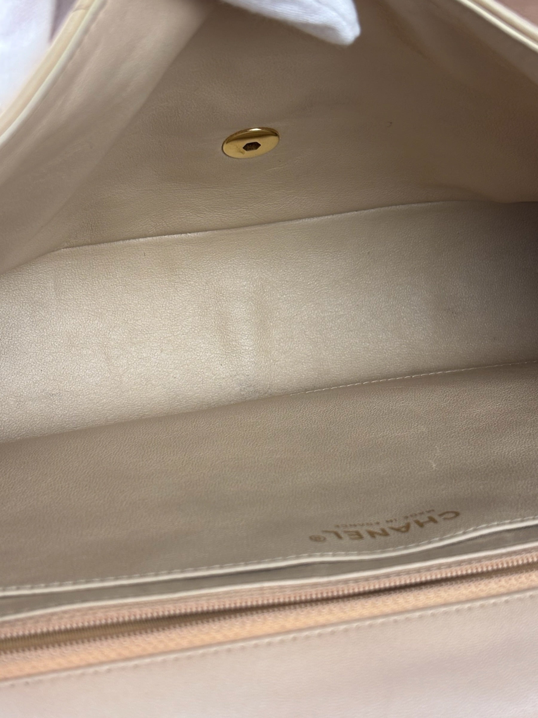 Chanel Beige Clair Jumbo Classic Flap Shoulder Bag 1990