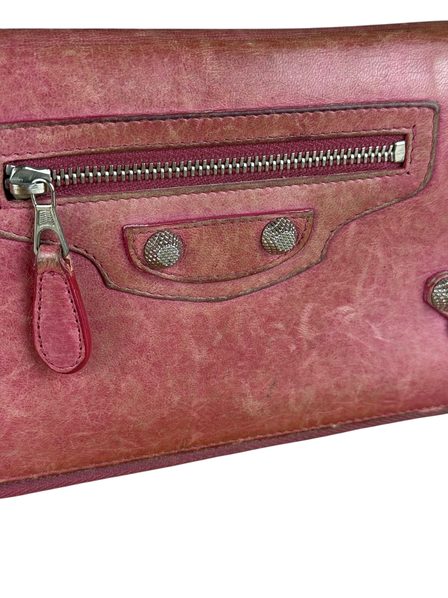 Balenciaga Vintage Pink Le Agneau Long Wallet