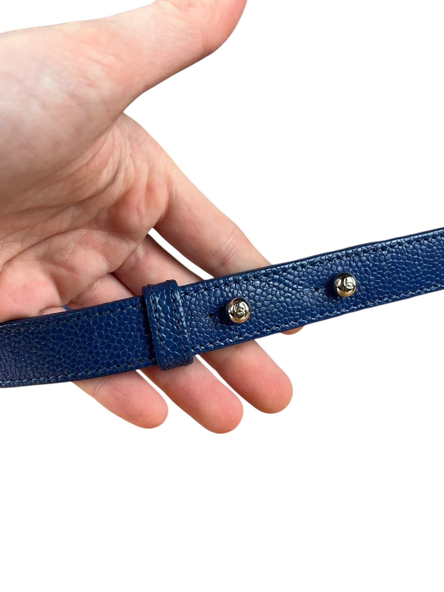 Chanel Blue Chevron Caviar Medium Boy Bag 2019