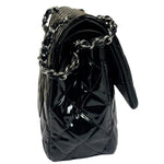 Chanel Black Quilted Patent Leather Double Flap Bag 2011
