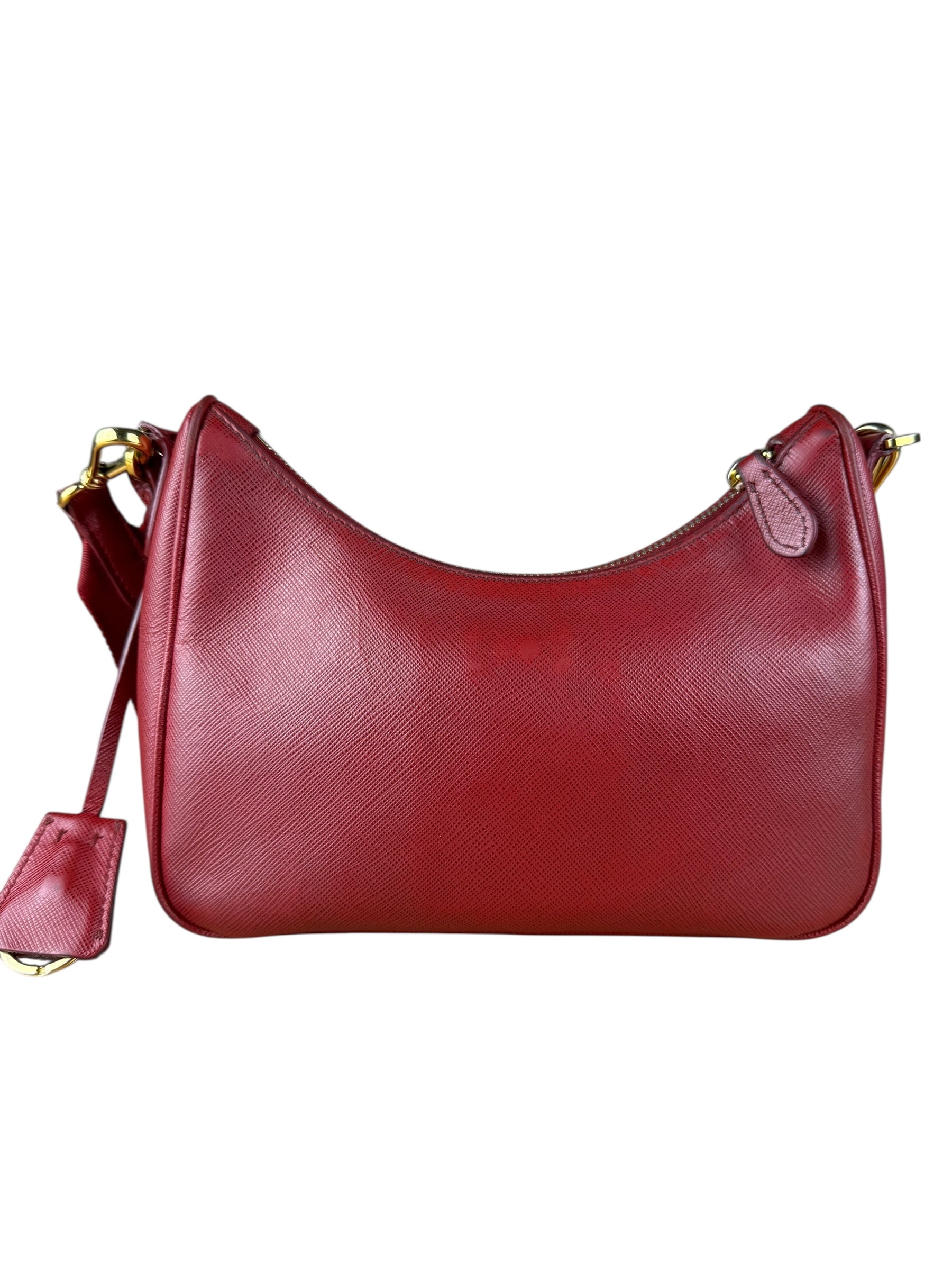 Prada Re-Edition Saffiano Leather Shoulder Bag Red