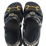 Gucci Black Cordovan Horsebit Sandals