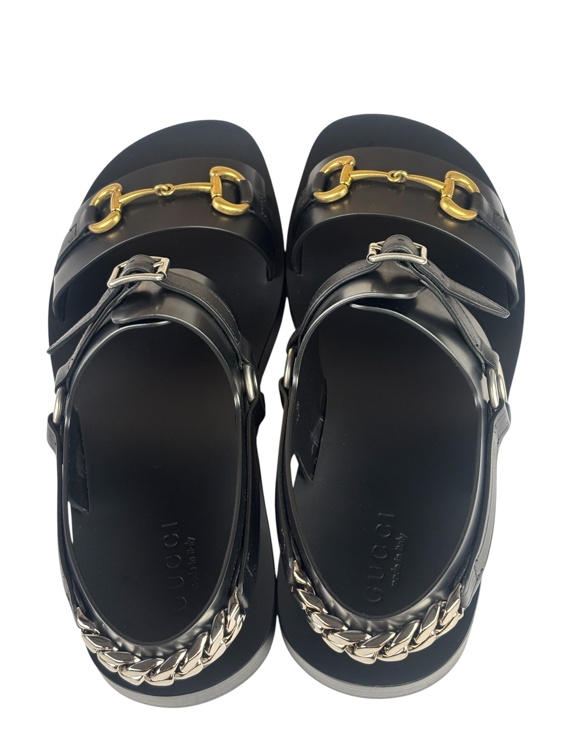 Gucci Black Cordovan Horsebit Sandals