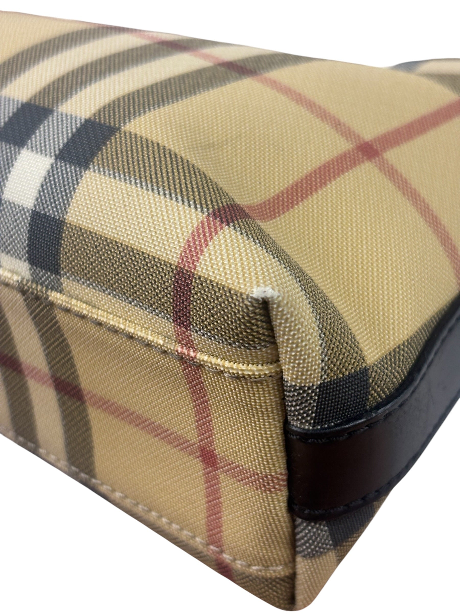 Burberry Black Leather Trim House Check Pochette