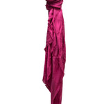 Valentino Magenta Garavani Monogram Jacquard Fringe Scarf Shawl
