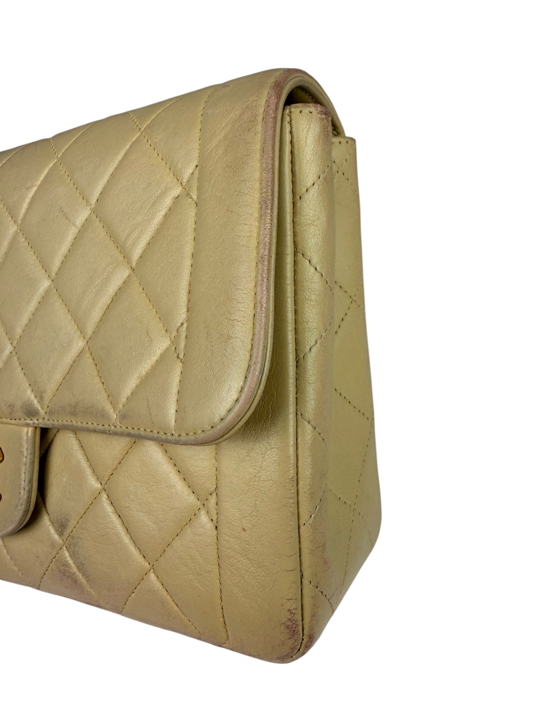 Chanel Vintage Beige Clair Quilted Leather Classic Flap Bag 2004