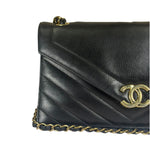 Chanel Black Calfskin Chevron Envelop Flap Bag 2019