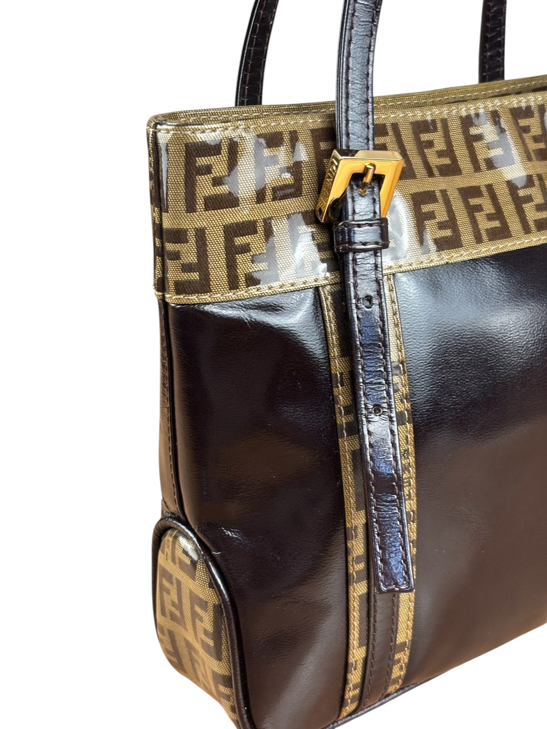 Fendi Vintage Zucca Patent Canvas Tote Bag