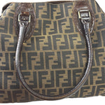 Fendi Vintage Brown Leather Trim Zucca De Jour Media Tote