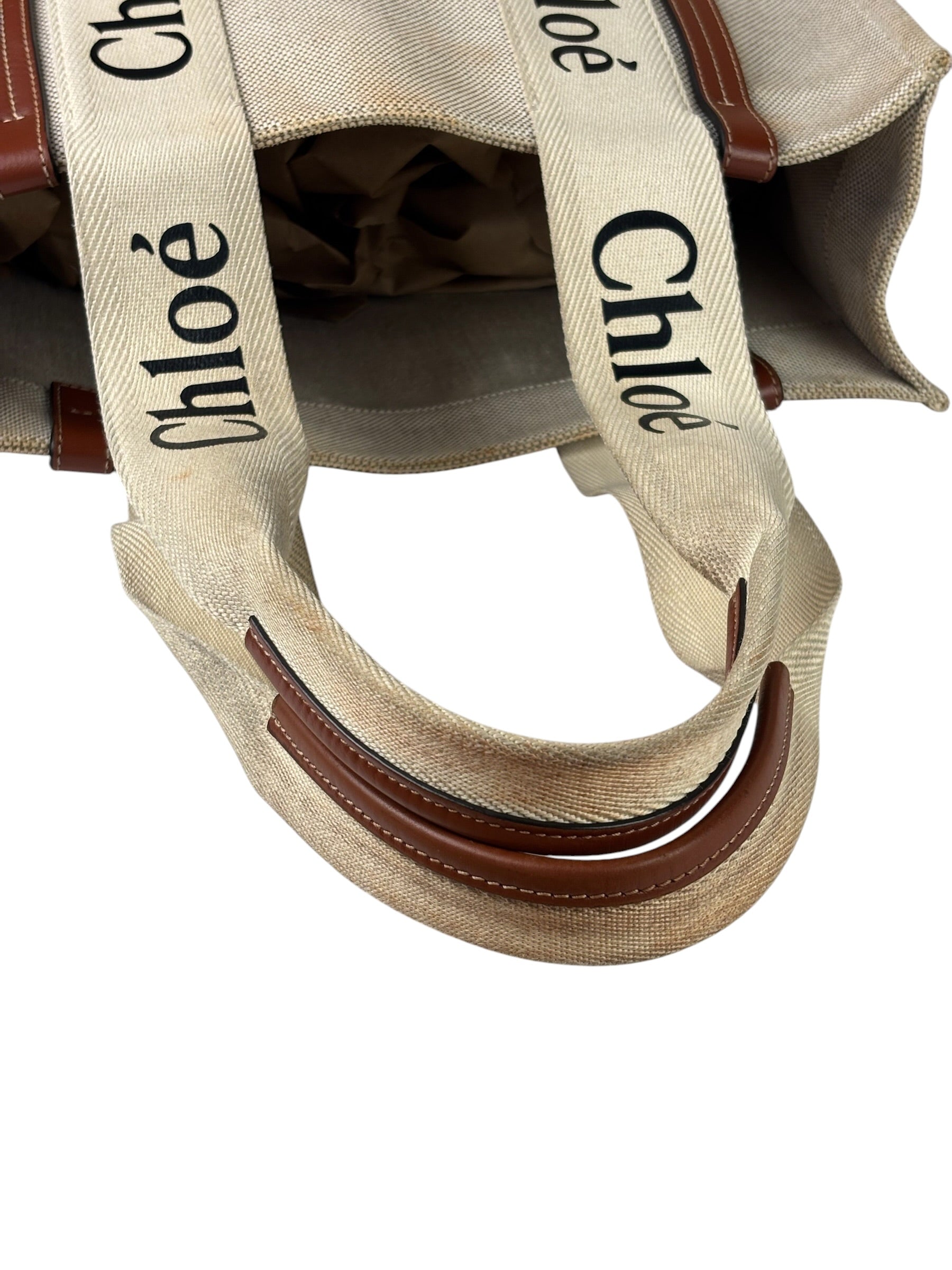 Chloé Canvas Beige/Brown Medium Woody Tote