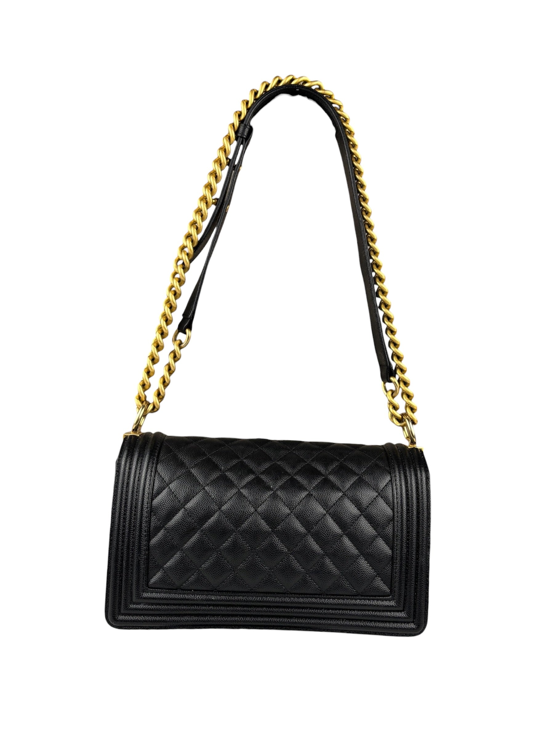 Chanel Black Caviar Leather Boy Bag